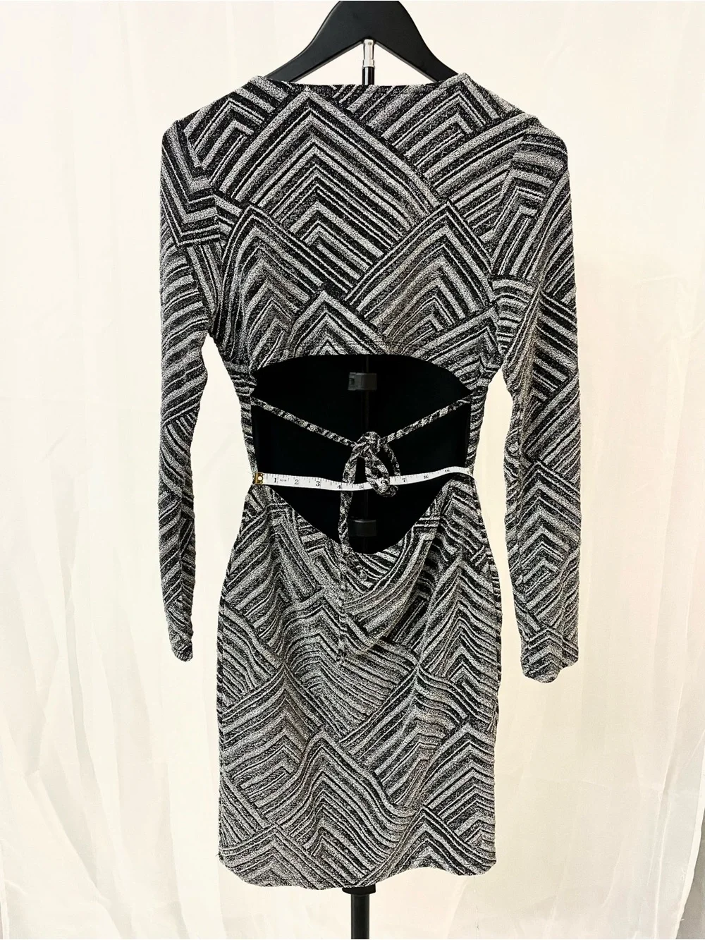 Almost Famous Black & Silver Geometric Cutout Mini Dress